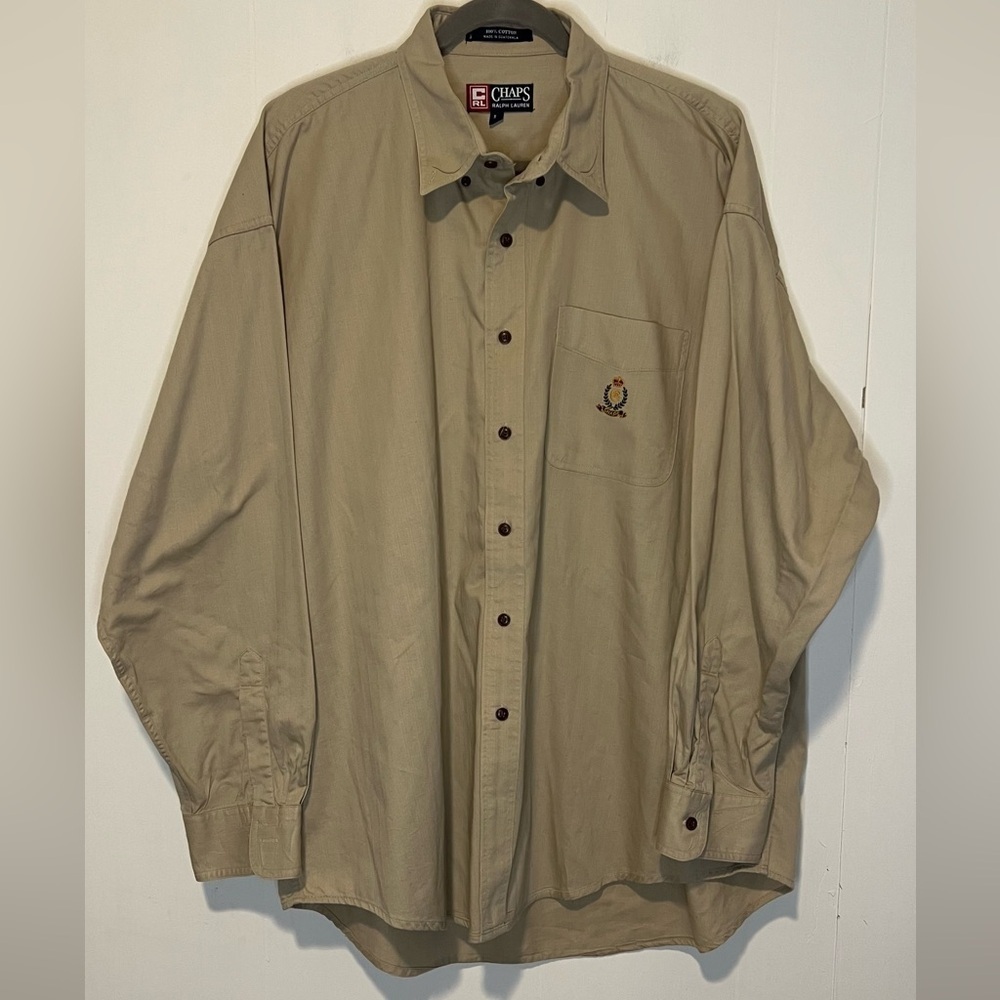 Ralph Lauren Chaps Men’s Tan Button Up Shirt A932